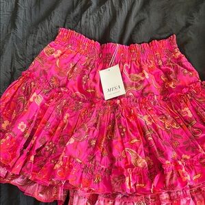 Miss Los Angeles Pink Floral Tiered Mini Skirt nwt